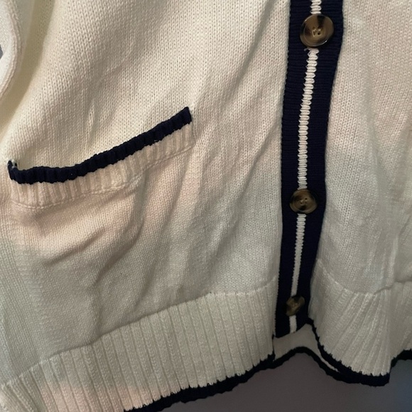 St. John’s Bay NWT varsity men’s knit cream & navy cardigan size XL - Picture 8 of 10
